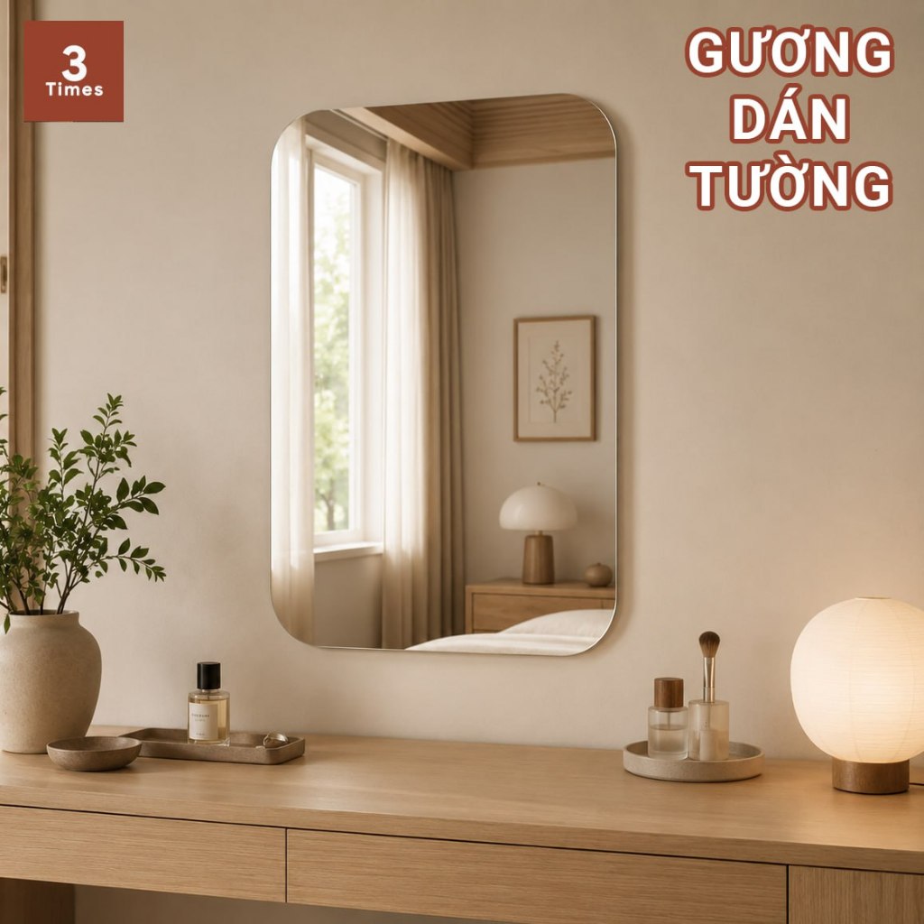 Gương Dán Tường Nhà Tắm 28x48cm Cao Cấp, Gương Decor Chữ Nhật Soi Siêu Nét, Phong Cách Hiện Đại, Dễ Dán Không Cần Khoan.