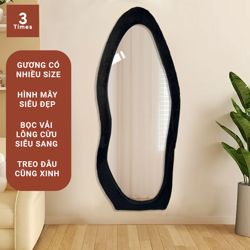 (BAO BỂ VỠ) Gương bọc vải hình mây, gương treo tường toàn thân có khung gỗ, soi siêu nét, hàng loại 1 nhiều kích thước