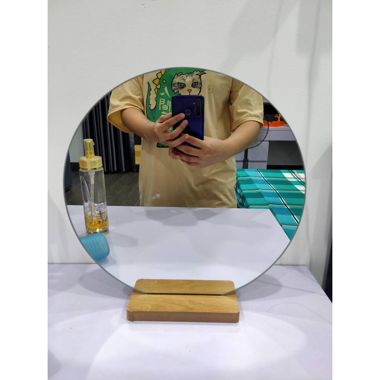 Gương Để Bàn, Cầm Tay Mini, Nhiều Kích Cỡ, Kèm Đế, Gương Được Mài Cạnh