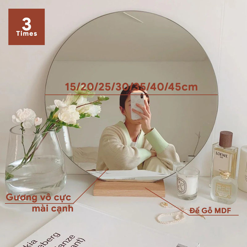 [SIZE LỚN] Gương Để Bàn, Cầm Tay Mini, Nhiều Kích Cỡ, Kèm Đế, Gương Được Mài Cạnh, Gương Để Bàn Trang Điểm