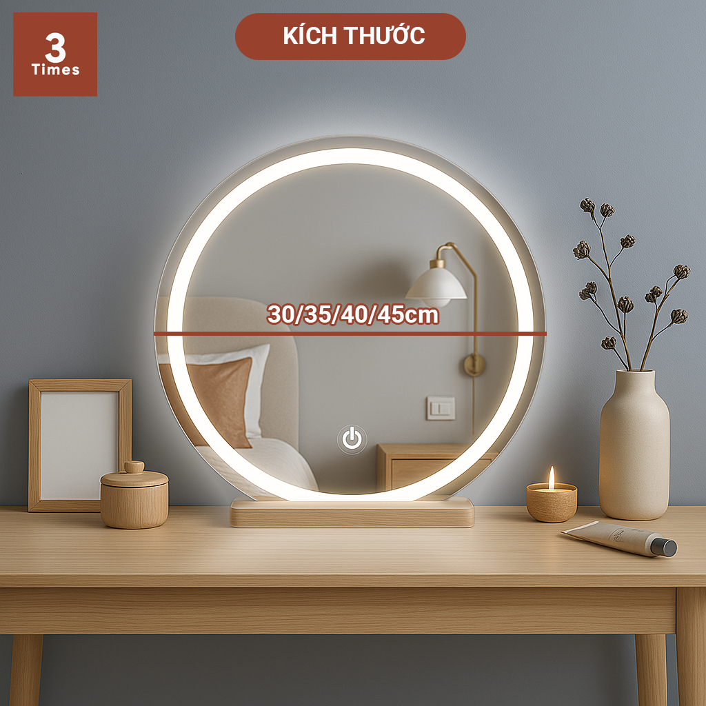 Gương Led Thông Minh A.I để bàn trang điểm, điều khiển bằng giọng nói, có cảm ứng tắt mở, nhiều kích thước, bao bể vỡ