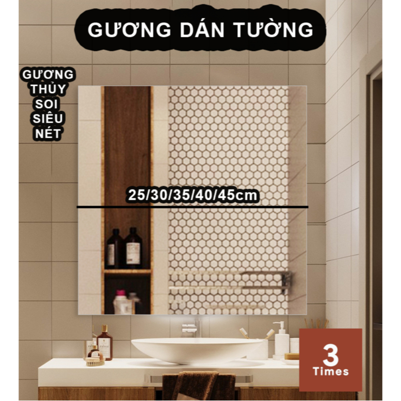 Gương vuông dán tường, gương dán tường nhà tắm, bàn trang điểm giá siêu rẻ, bao bể vỡ, hàng chuẩn đẹp, Tặng kèo tuýp keo