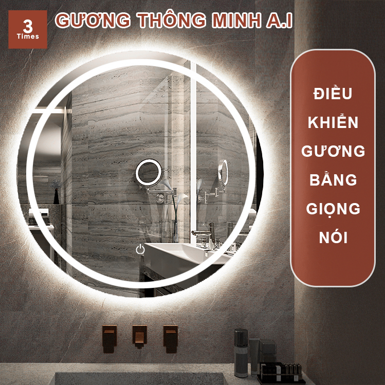 Gương Led Thông Minh A.I điều khiển bằng giọng nói, treo bàn trang điểm, nhà tắm, có cảm ứng tắt mở, nhiều kích thước