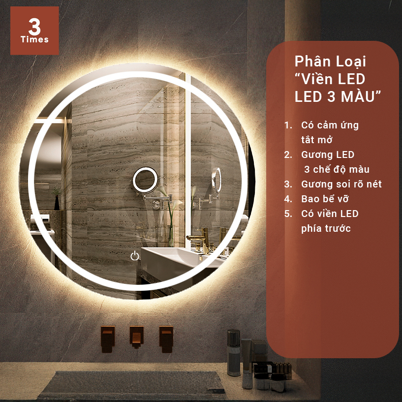 Gương Led Thông Minh A.I điều khiển bằng giọng nói, treo bàn trang điểm, nhà tắm, có cảm ứng tắt mở, nhiều kích thước