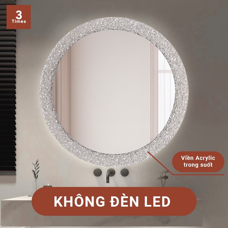 Gương Tròn LED Treo Tường Viền Acrylic Ombre Chạy Màu Cầu Vồng, LED 3 Màu, Cảm Ứng Tắt Mở, Bao Bễ Vỡ