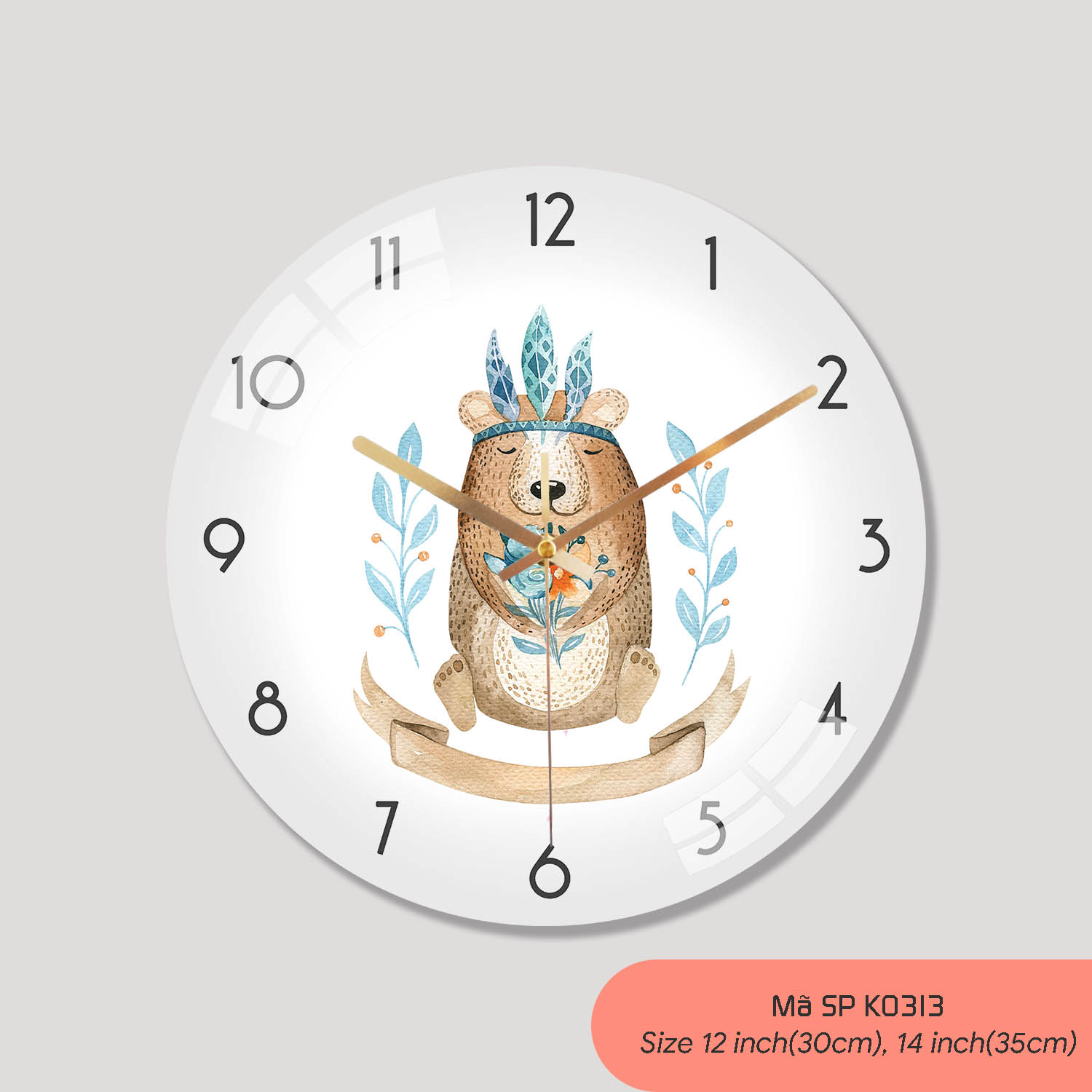 Đồng hồ treo phòng khách đẹp, hình ảnh đồng hồ treo tường đẹp mã K0313
