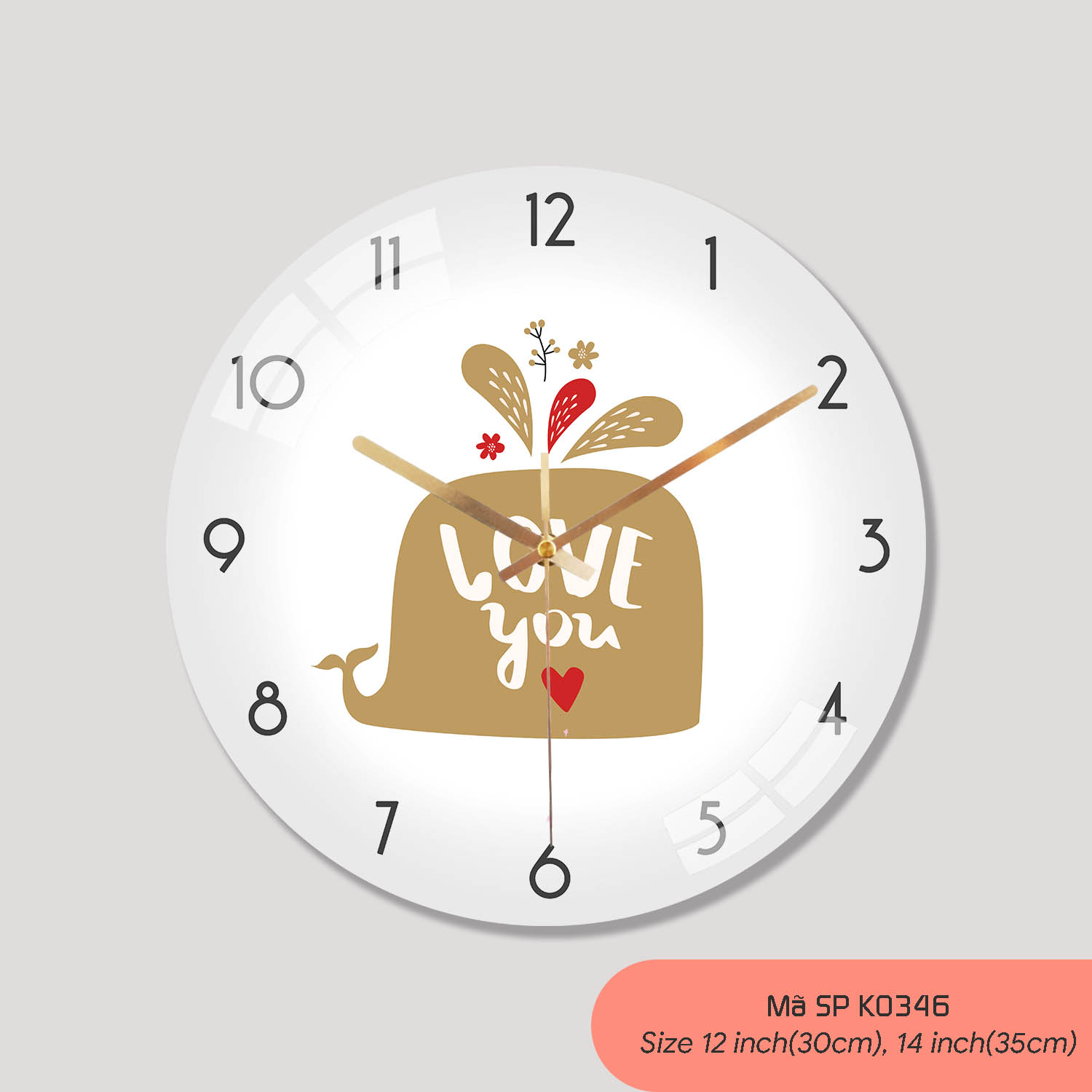 Đồng hồ treo tường phòng khách, đồng hồ tranh treo tường mã K0346