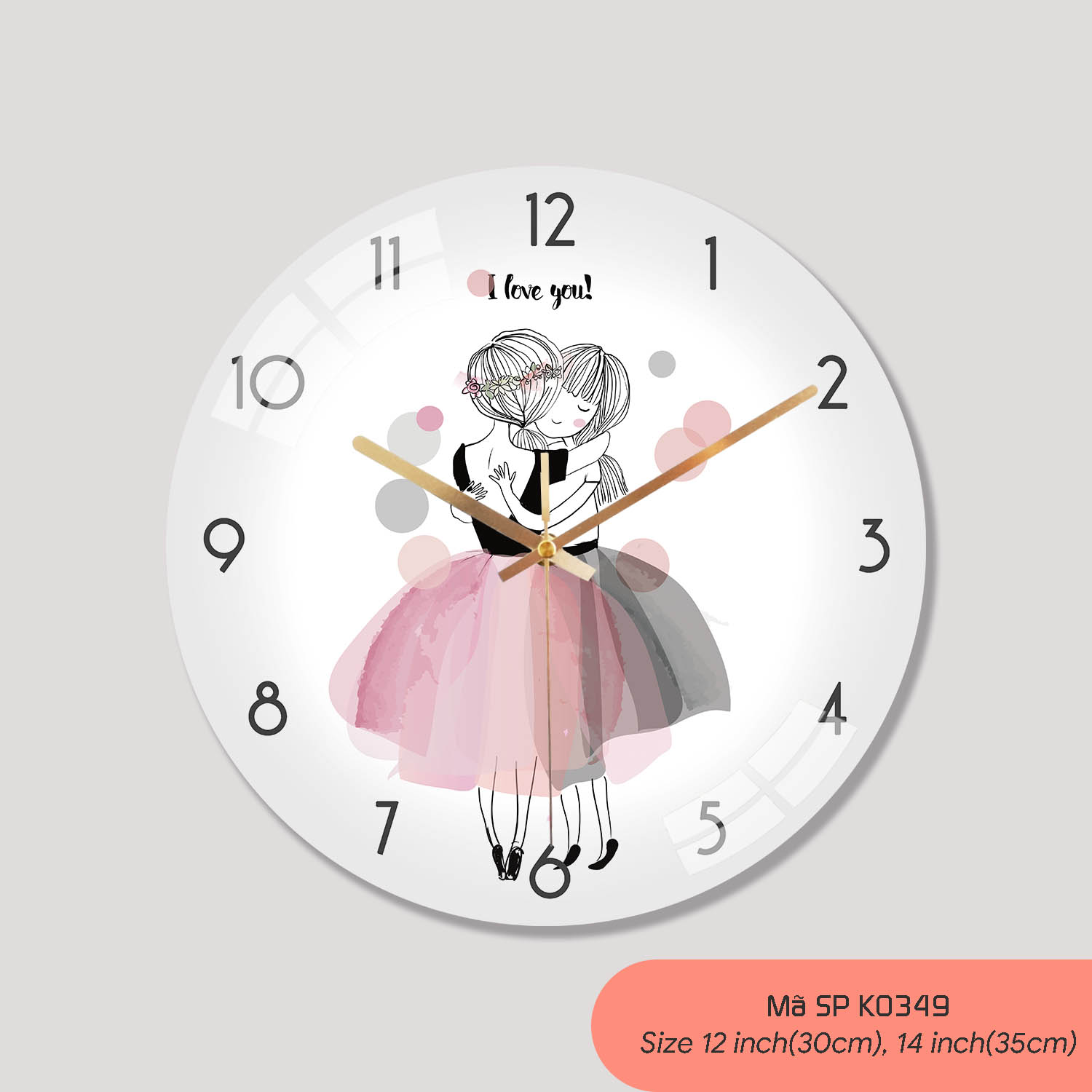 Đồng hồ kiểu treo tường, đồng hồ treo phòng ngủ mã K0349