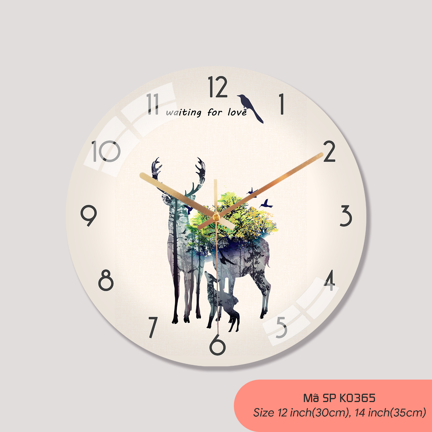 Đồng hồ phòng khách, tranh đồng hồ treo tường đẹp mã K0365