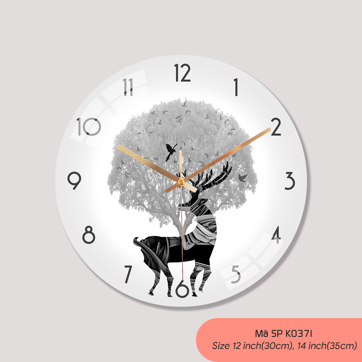 Đồng hồ treo tường tranh, đồng hồ treo tường sang trọng mã K0371