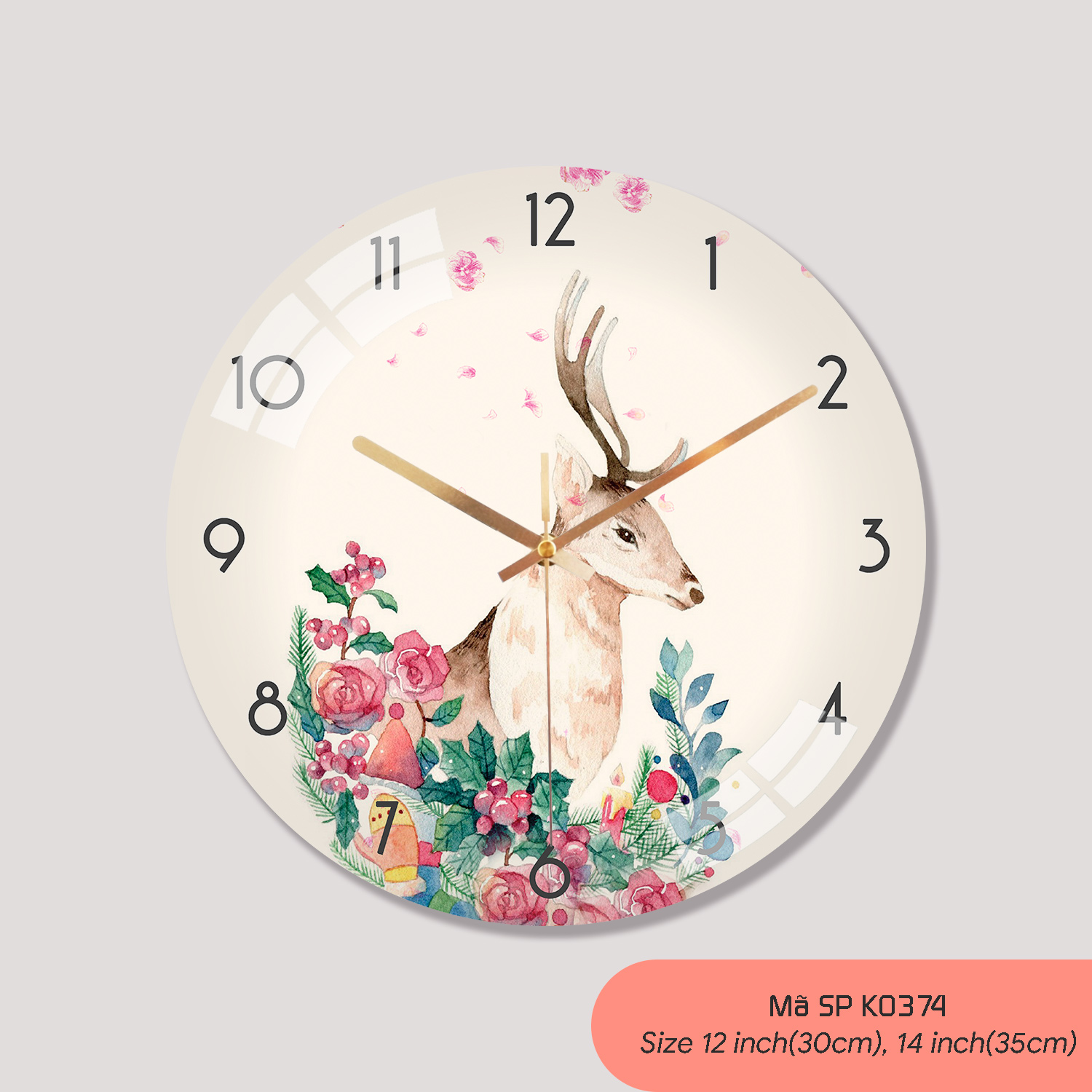 Đồng hồ treo phòng khách đẹp, đồng hồ tranh treo tường mã K0374