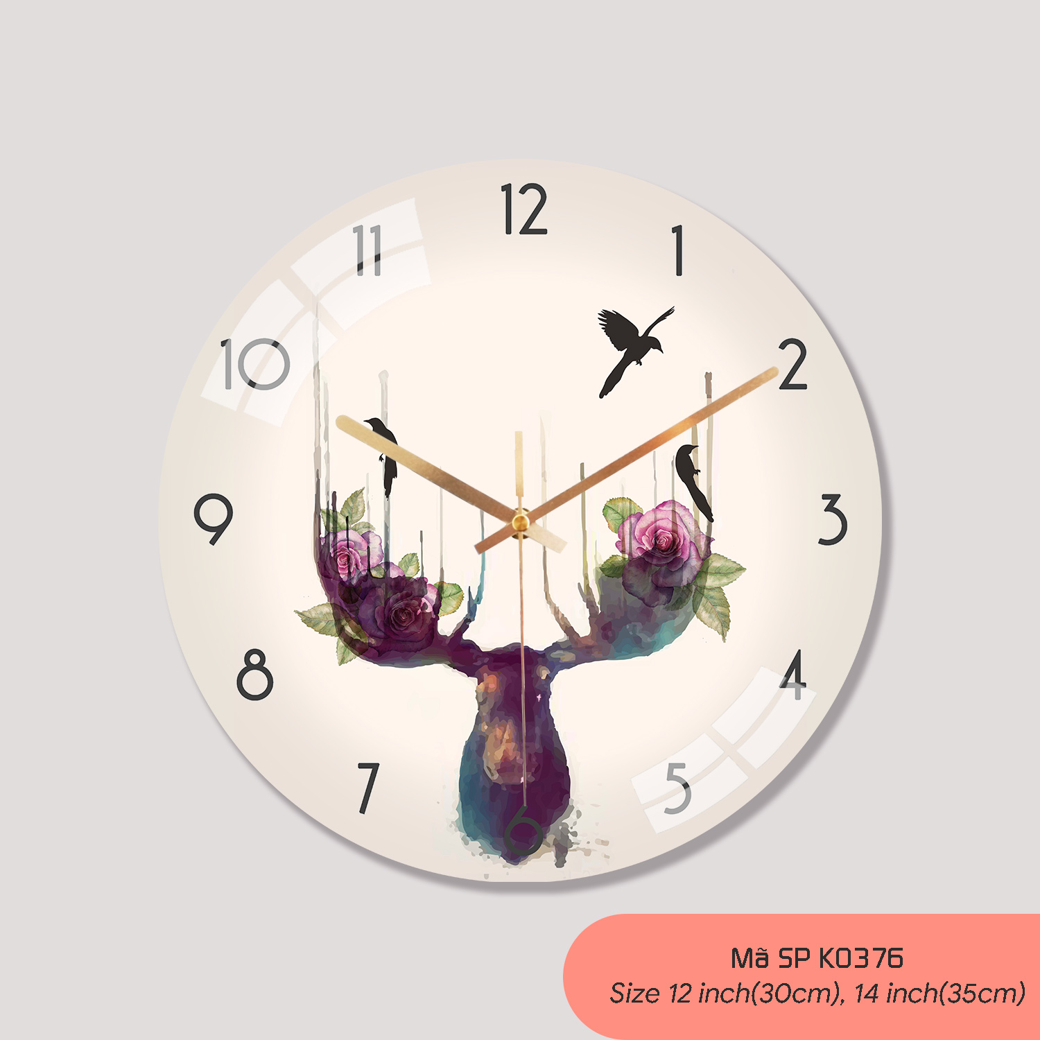 Đồng hồ treo tường loại tốt, đồng hồ treo phòng khách đẹp mã K0376