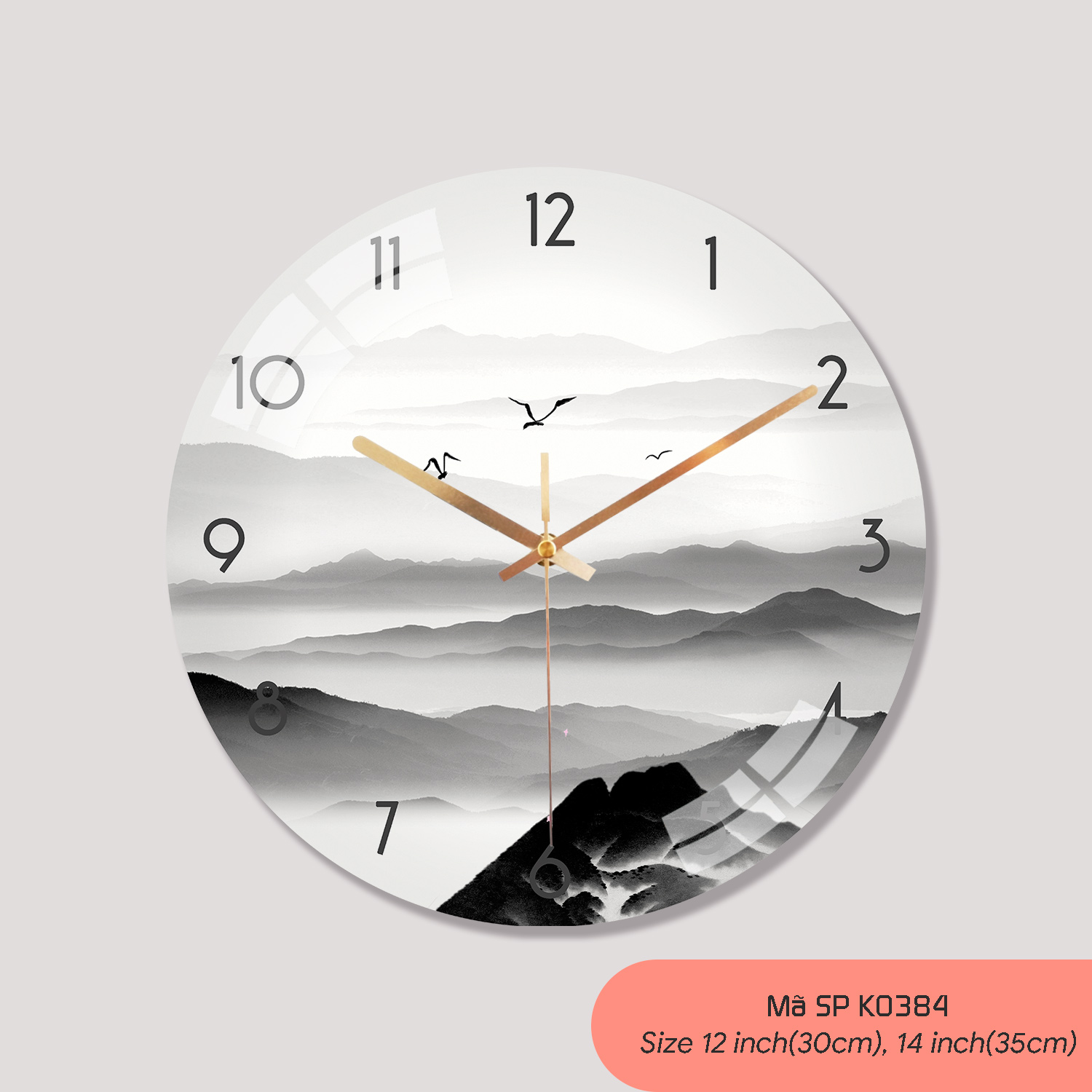 Đồng hồ treo phòng khách đẹp, mẫu đồng hồ treo tường sang trọng mã K0384
