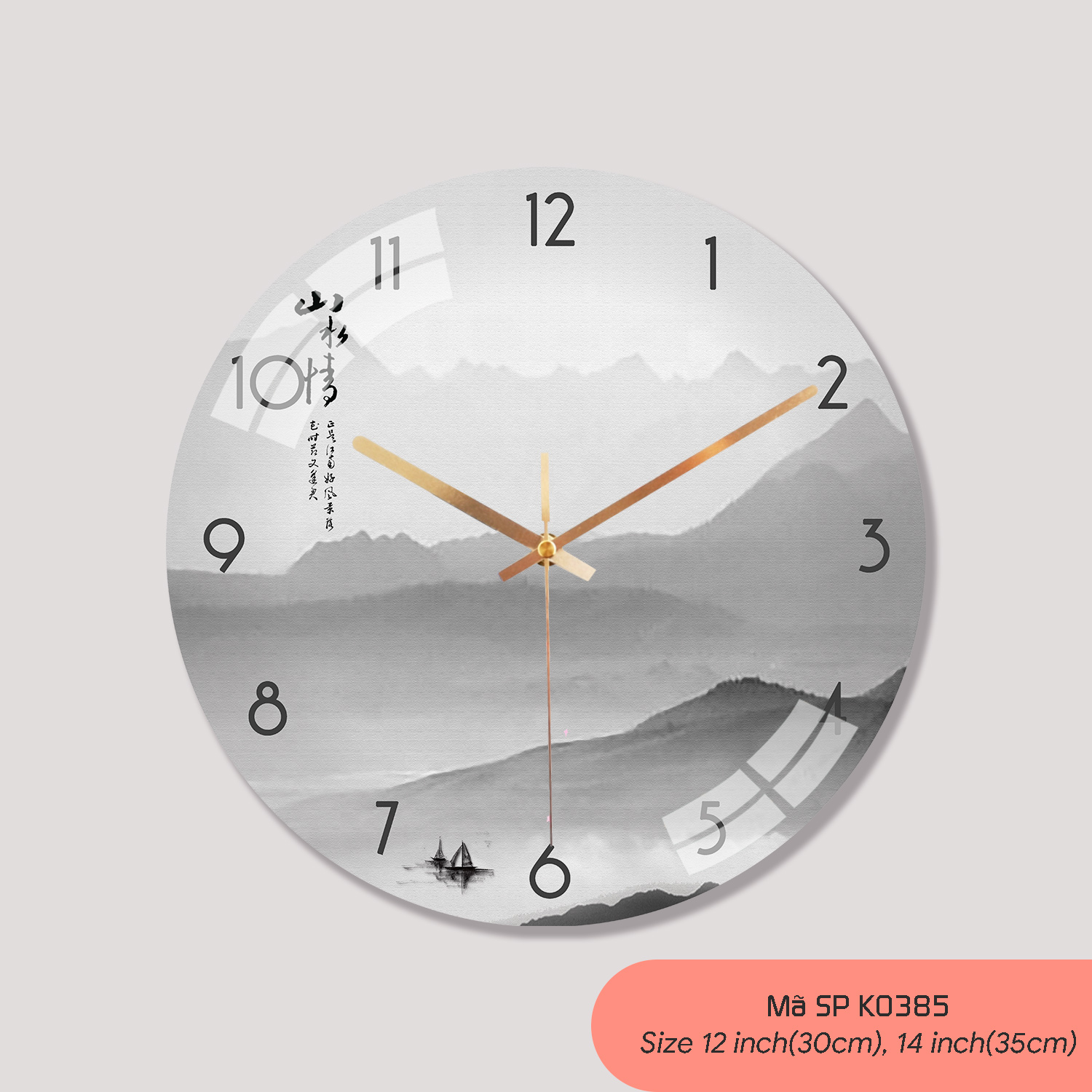 Tranh đồng hồ treo tường đẹp, đồng hồ treo tường trang trí phòng khách mã K0385