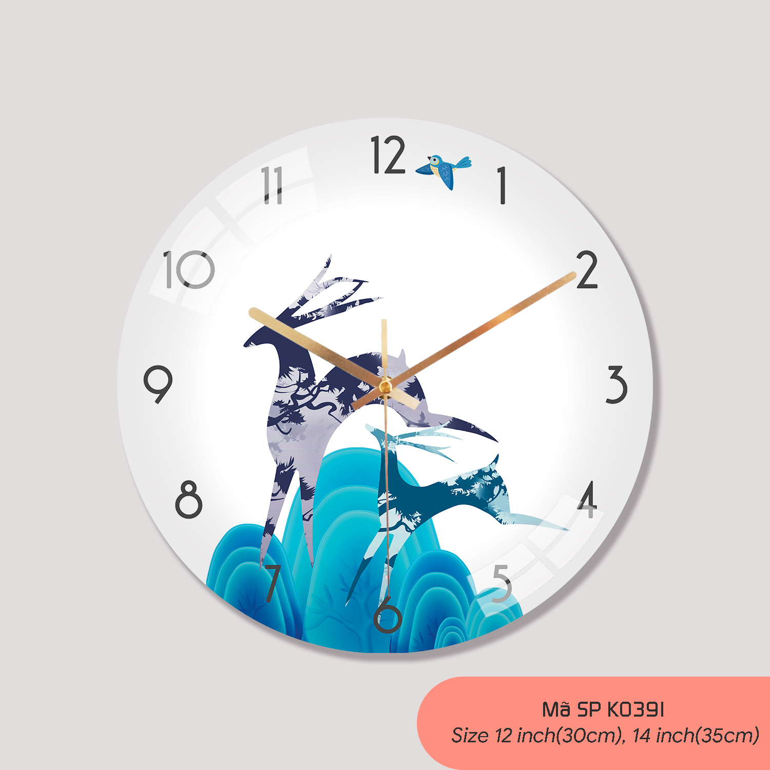 Đồng hồ treo tường phòng khách, đồng hồ treo tường tranh mã K0391