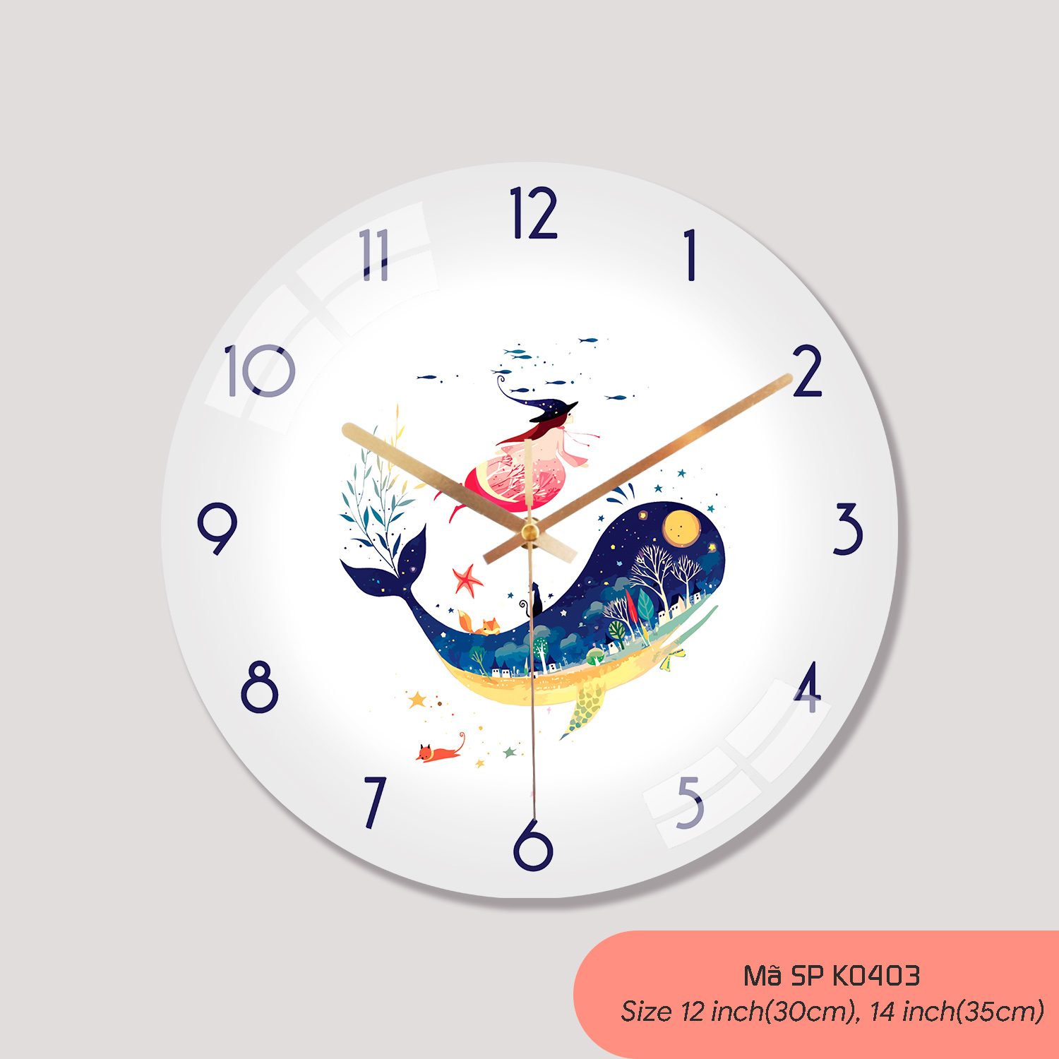 Đồng hồ treo tường phòng khách đẹp, tranh đồng hồ treo tường mã K0403